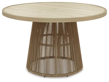 Orchard Beach Beige Outdoor Dining Table by Ashley at Eve Furniture