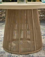 Orchard Beach Beige Outdoor Dining Table by Ashley at Eve Furniture