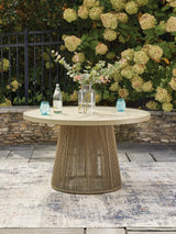 Orchard Beach Beige Outdoor Dining Table by Ashley at Eve Furniture