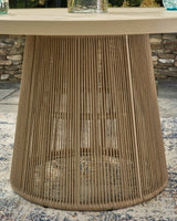 Orchard Beige Beach Outdoor Dining Table and 4 Chairs by Ashley at Eve Furniture