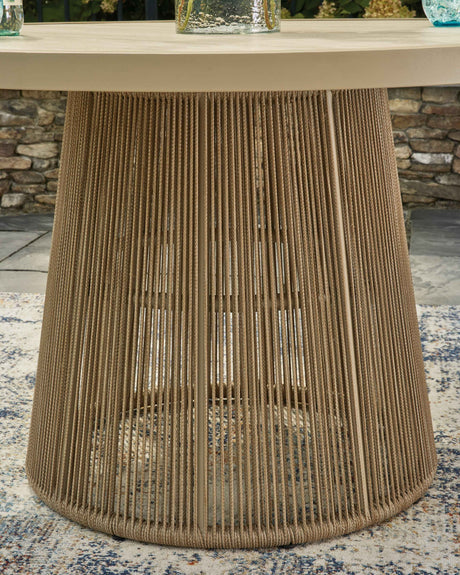 Orchard Beige Beach Outdoor Dining Table and 4 Chairs by Ashley at Eve Furniture