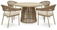 Orchard Beige Beach Outdoor Dining Table and 4 Chairs by Ashley at Eve Furniture