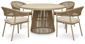Orchard Beige Beach Outdoor Dining Table and 4 Chairs by Ashley at Eve Furniture