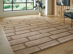 Orest Brown Large Rug by Ashley at Eve Furniture