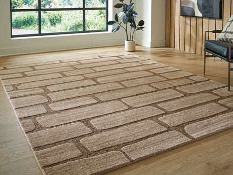 Orest Brown Large Rug by Ashley at Eve Furniture