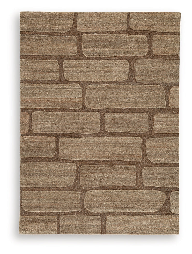 Orest Brown Medium Rug by Ashley at Eve Furniture