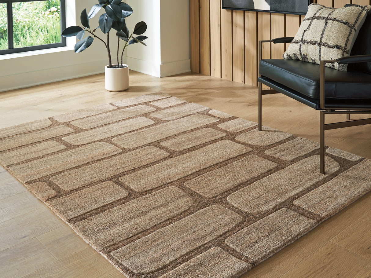 Orest Brown Medium Rug by Ashley at Eve Furniture