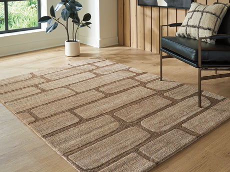 Orest Brown Medium Rug by Ashley at Eve Furniture