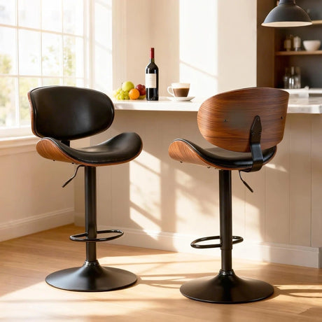 Orin Black/Brown Adjustable Barstool Set by Happy Homes at Eve Furniture