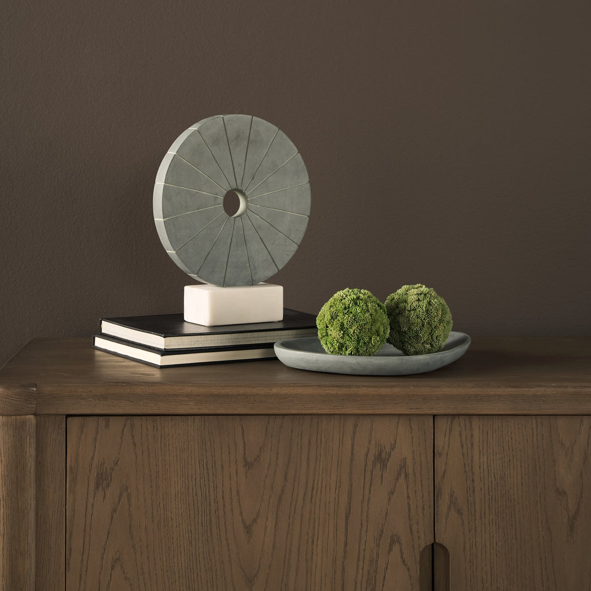 Orin Gray Marble Round Disc Decorative Object by Mercana at Eve Furniture