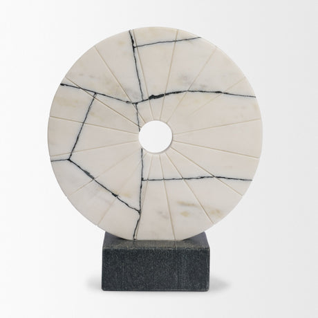 Orin White Marble Round Disc Decorative Object by Mercana at Eve Furniture