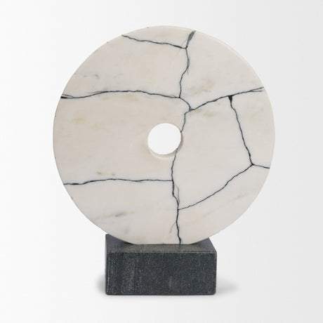 Orin White Marble Round Disc Decorative Object by Mercana at Eve Furniture