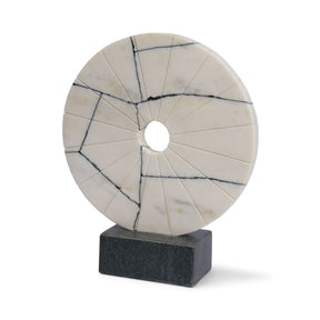 Orin White Marble Round Disc Decorative Object by Mercana at Eve Furniture