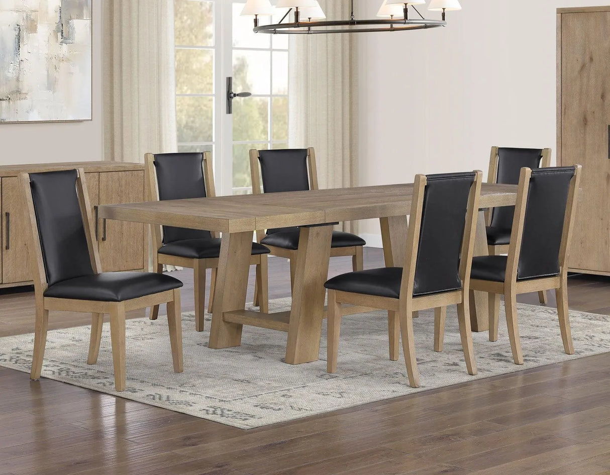 Orinda Rustic Solid Wood Side Chair, Brown Vegan Leather by Steve Silver at Eve Furniture