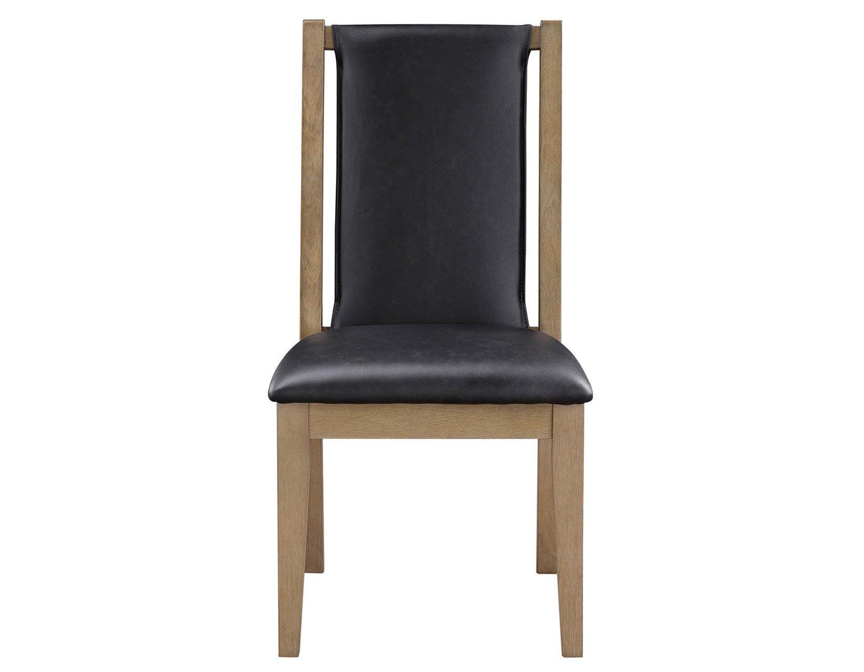 Orinda Rustic Solid Wood Side Chair, Brown Vegan Leather by Steve Silver at Eve Furniture
