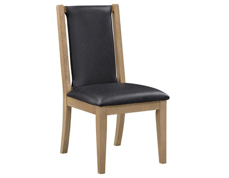 Orinda Rustic Solid Wood Side Chair, Brown Vegan Leather by Steve Silver at Eve Furniture