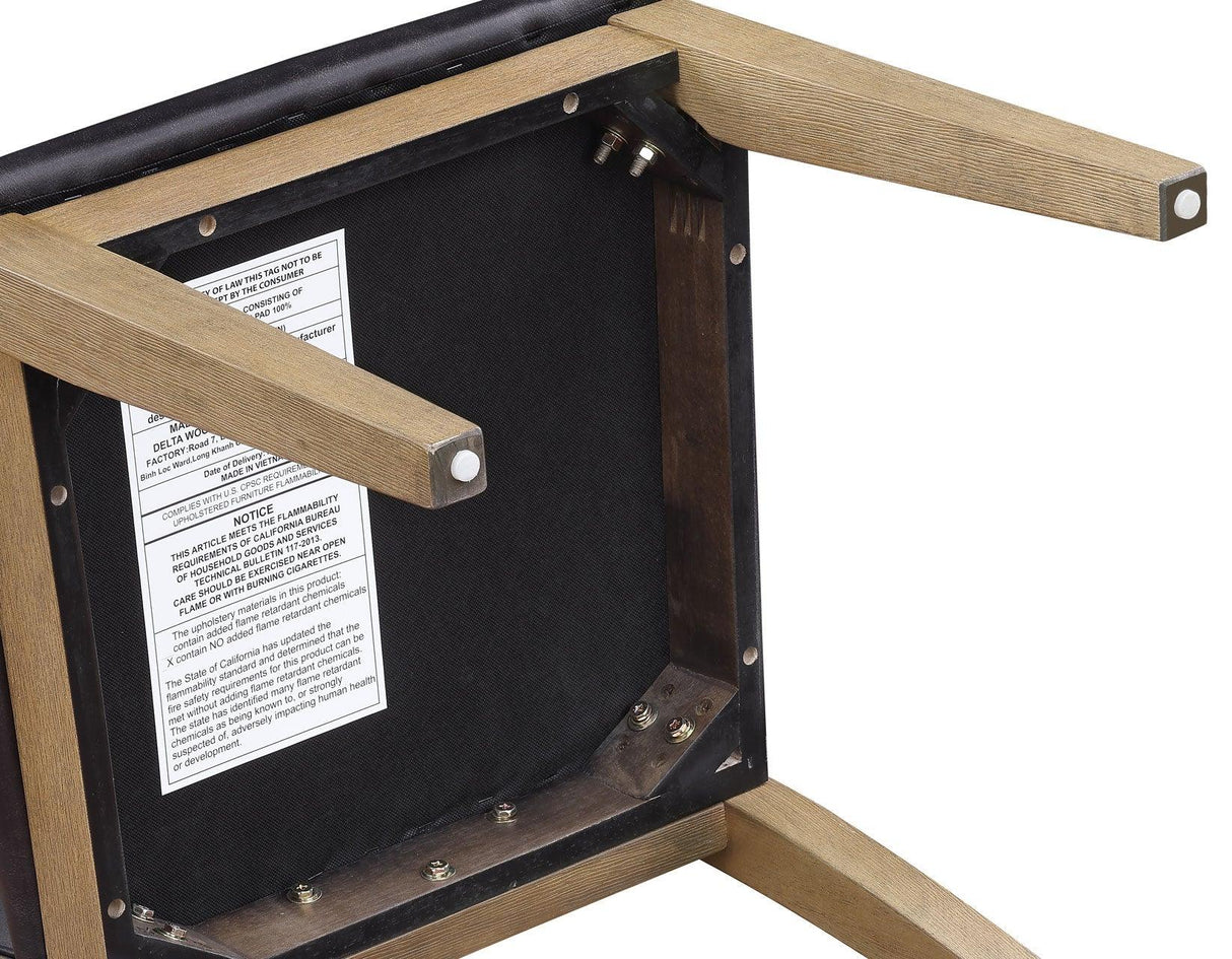 Orinda Rustic Solid Wood Side Chair, Brown Vegan Leather by Steve Silver at Eve Furniture