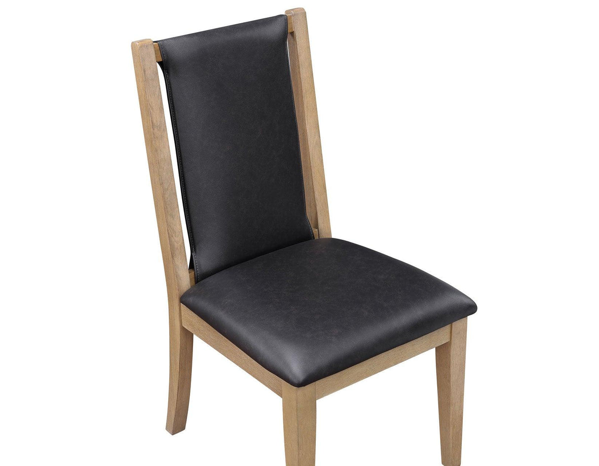 Orinda Rustic Solid Wood Side Chair, Brown Vegan Leather by Steve Silver at Eve Furniture