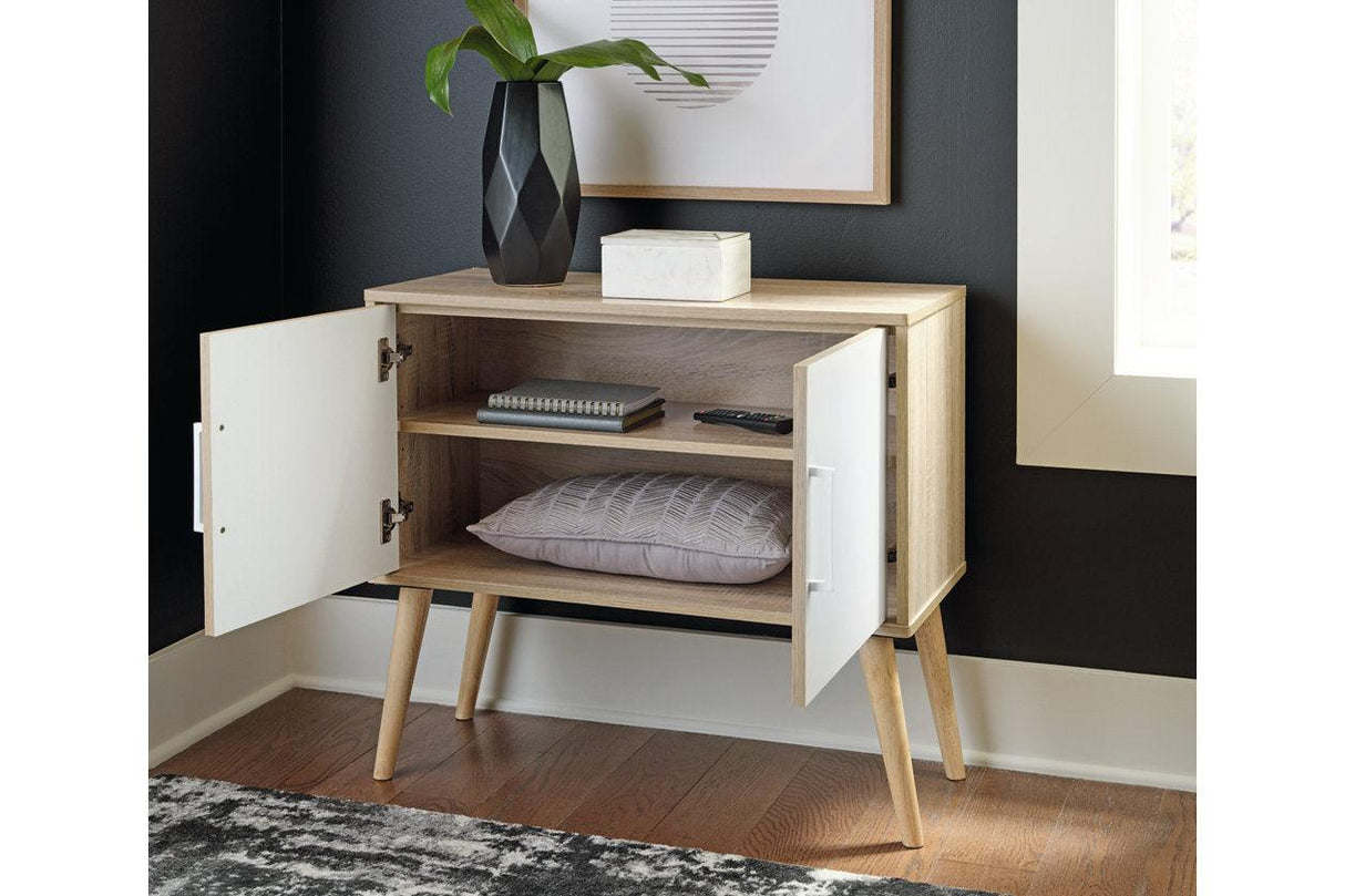 Orinfield Natural/White Accent Cabinet by Ashley at Eve Furniture