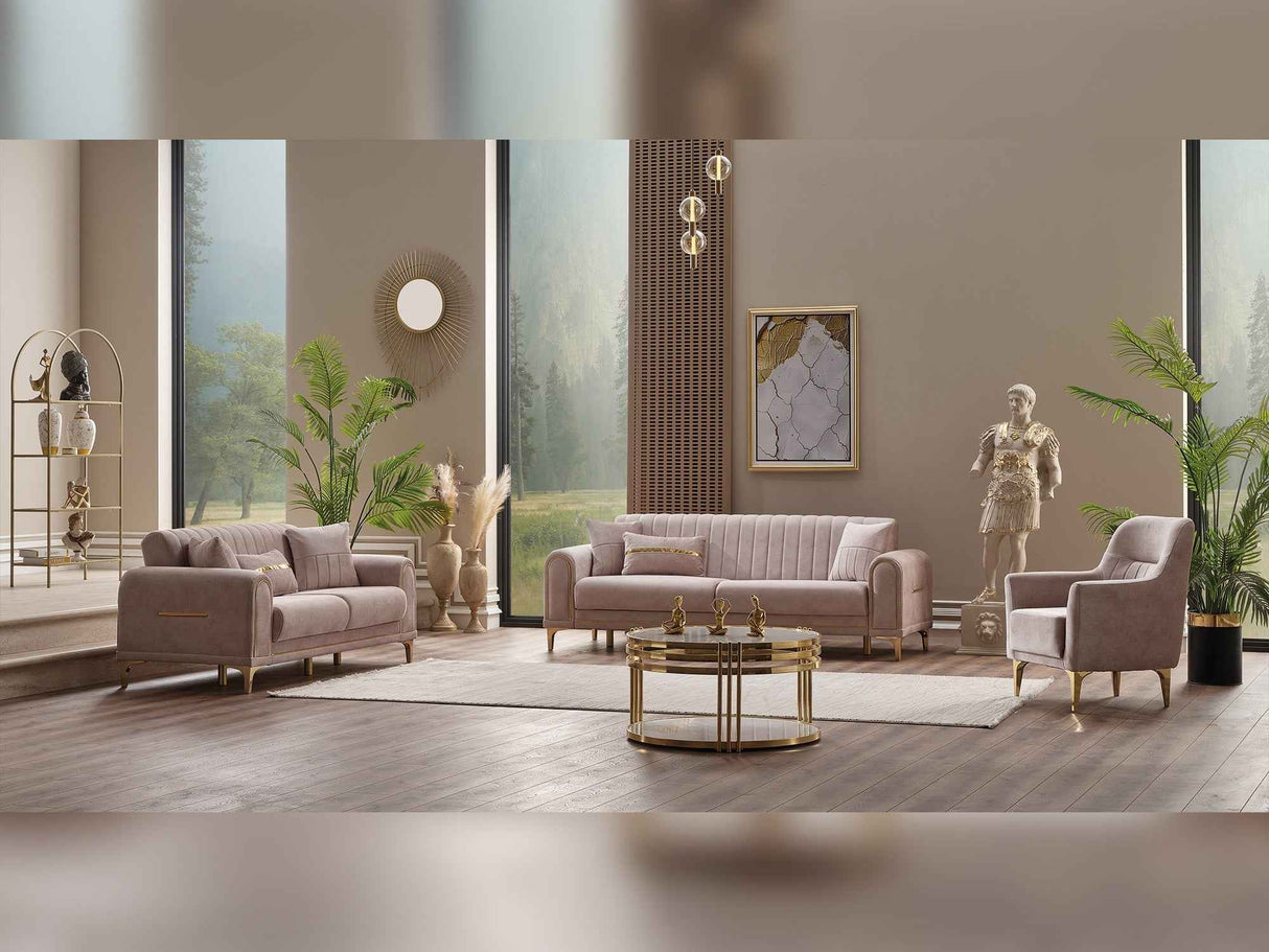Orion 3-pieces (Sofa & Loveseat & Chair) Livingroom Set in Cream by Furnia at Eve Furniture
