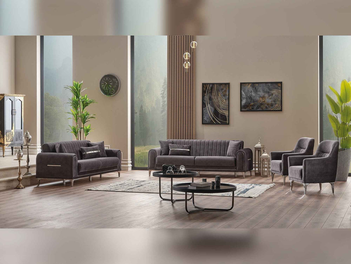 Orion 3-pieces (Sofa & Loveseat & Chair) Livingroom Set in Grey