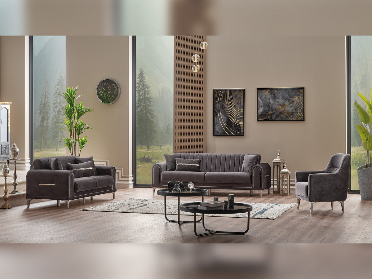 Orion 4-pieces (Sofa & Loveseat & 2 Chair) Livingroom Set Grey - Clearance by Furnia at Eve Furniture