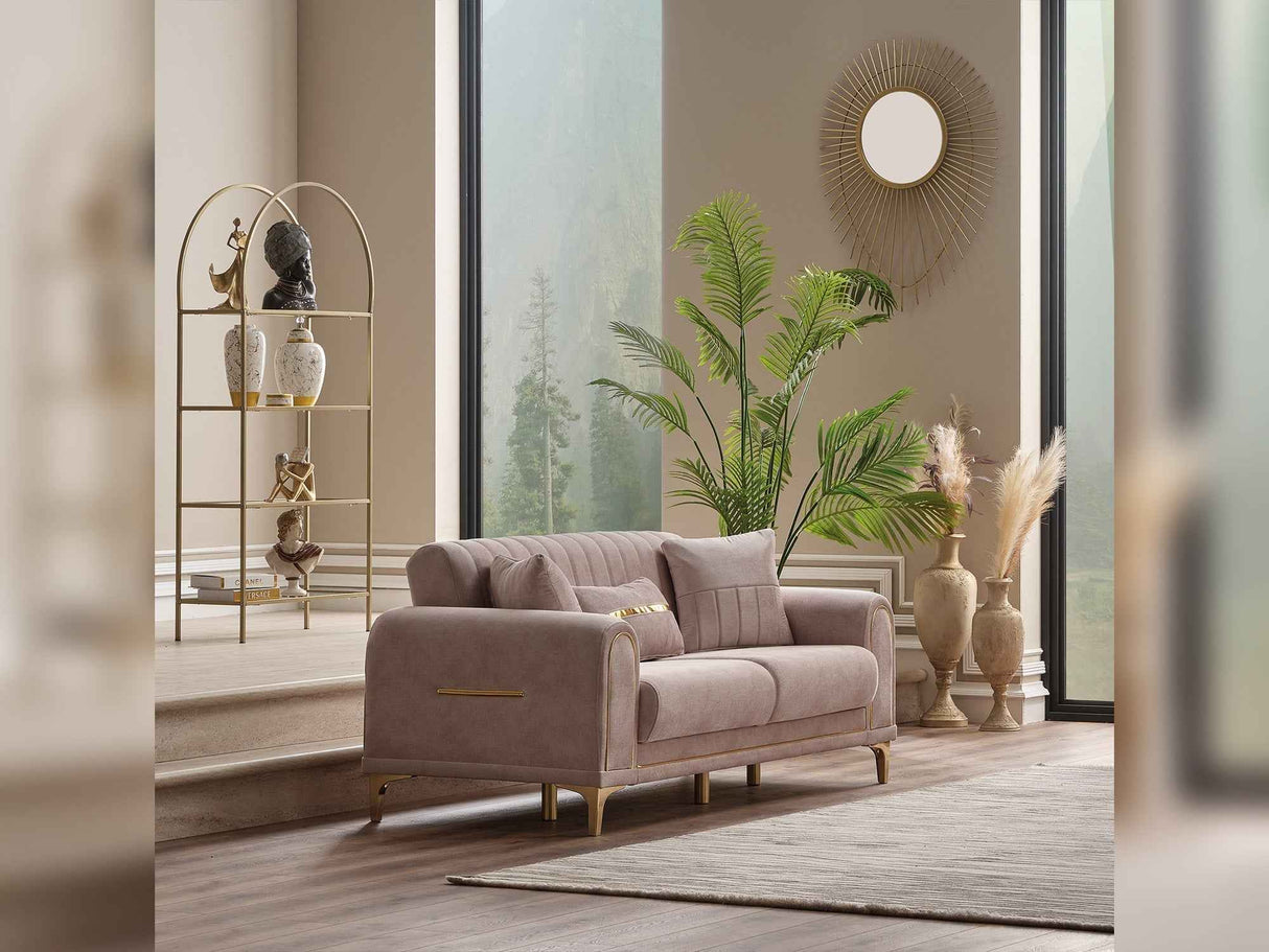 Orion Cream Convertible Loveseat by Furnia at Eve Furniture