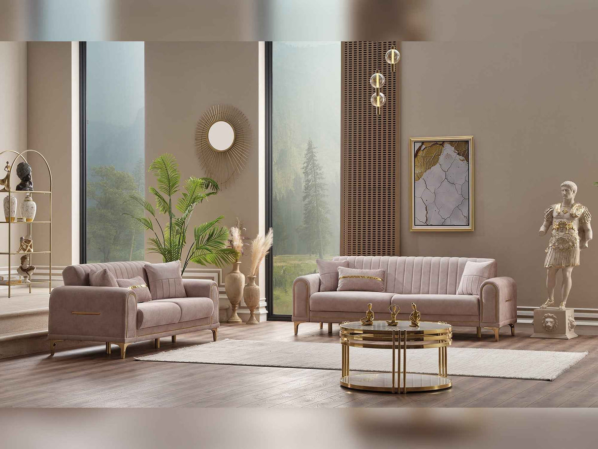 Orion Cream Convertible Loveseat by Furnia at Eve Furniture