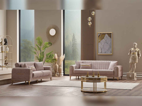 Orion Cream Convertible Loveseat by Furnia at Eve Furniture