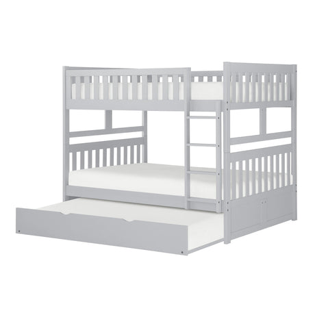 Orion Gray Full/Full Bunk Bed with Twin Trundle by Homelegance at Eve Furniture