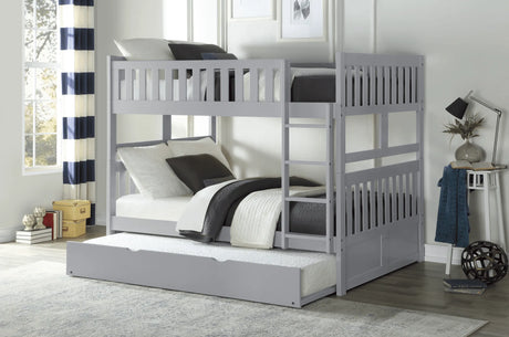 Orion Gray Full/Full Bunk Bed with Twin Trundle by Homelegance at Eve Furniture