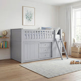 Orion Gray Low Loft Bunk with Bookcase and Dresser by Homelegance at Eve Furniture
