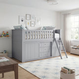 Orion Gray Low Loft Bunk with Bookcase and Dresser by Homelegance at Eve Furniture