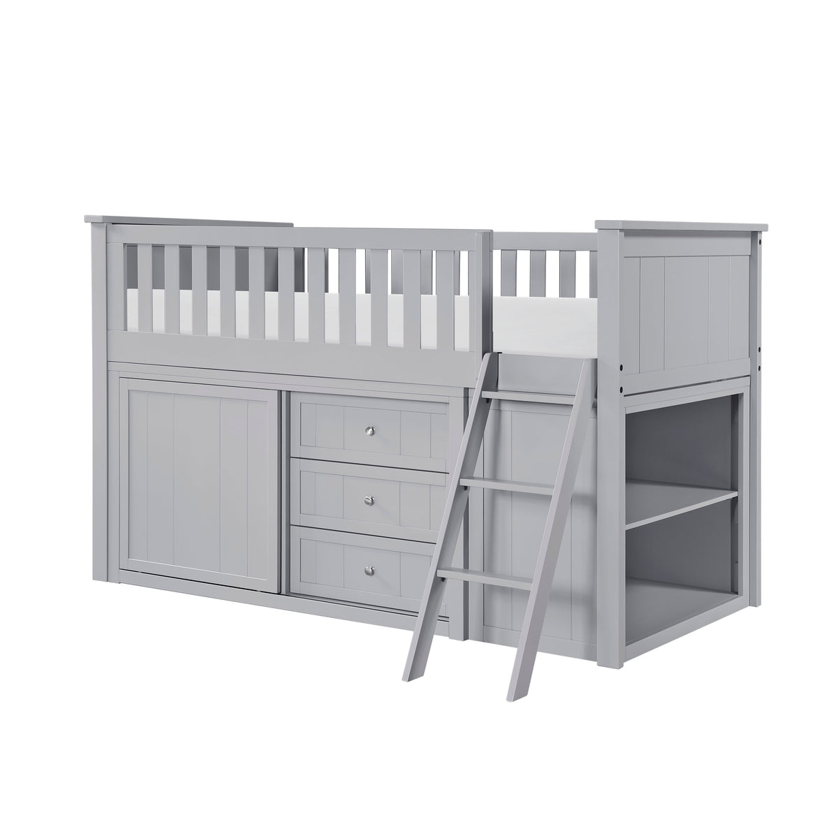 Orion Gray Low Loft Bunk with Bookcase and Dresser by Homelegance at Eve Furniture