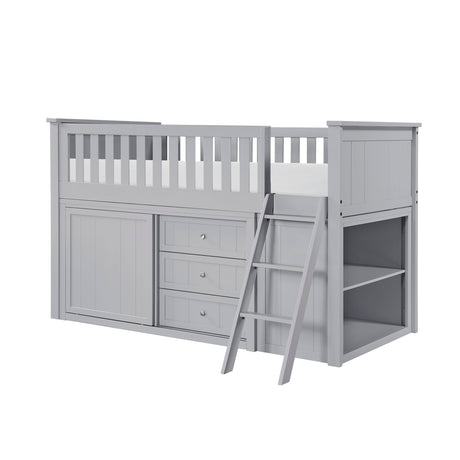 Orion Gray Low Loft Bunk with Bookcase and Dresser by Homelegance at Eve Furniture