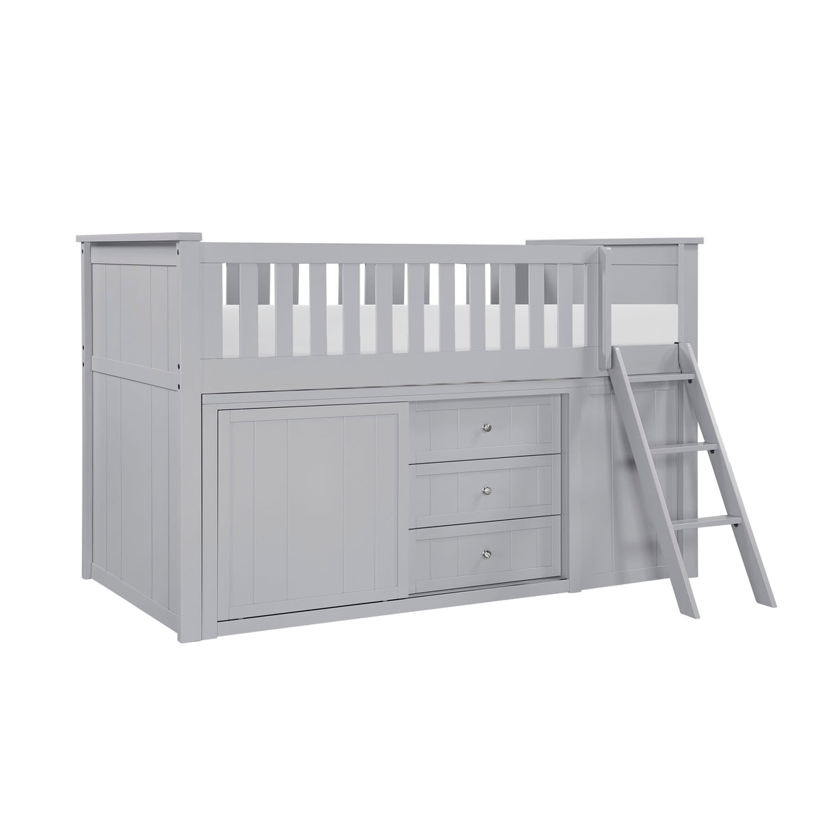 Orion Gray Low Loft Bunk with Bookcase and Dresser by Homelegance at Eve Furniture