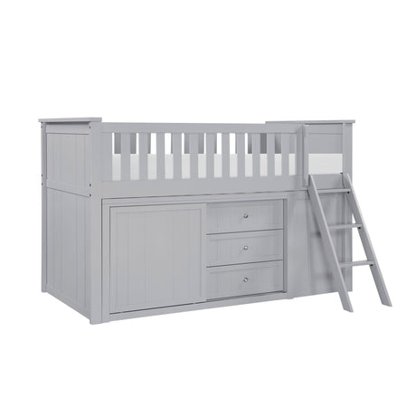 Orion Gray Low Loft Bunk with Bookcase and Dresser by Homelegance at Eve Furniture
