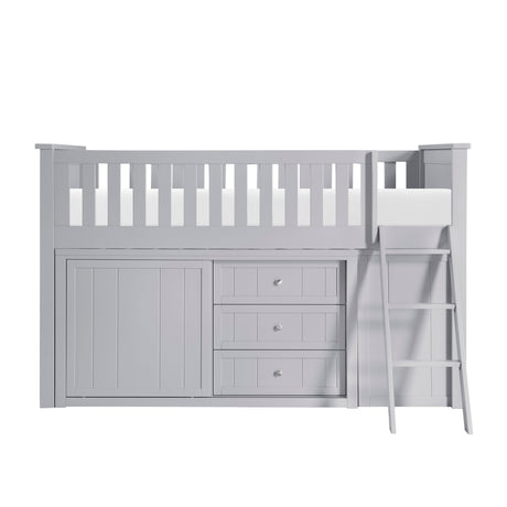 Orion Gray Low Loft Bunk with Bookcase and Dresser by Homelegance at Eve Furniture