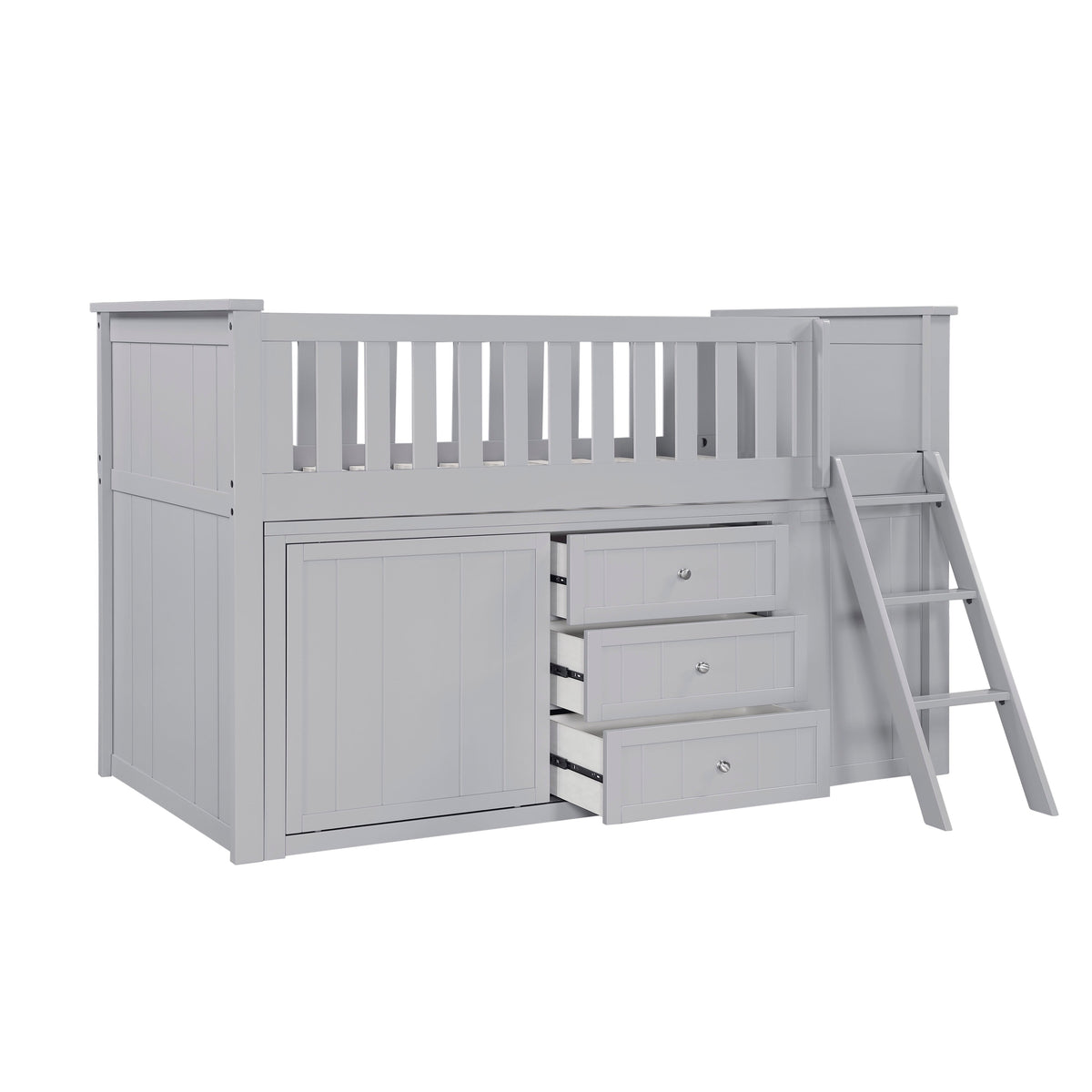 Orion Gray Low Loft Bunk with Bookcase and Dresser by Homelegance at Eve Furniture