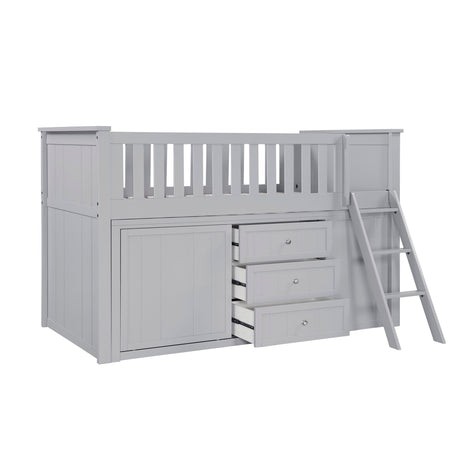Orion Gray Low Loft Bunk with Bookcase and Dresser by Homelegance at Eve Furniture