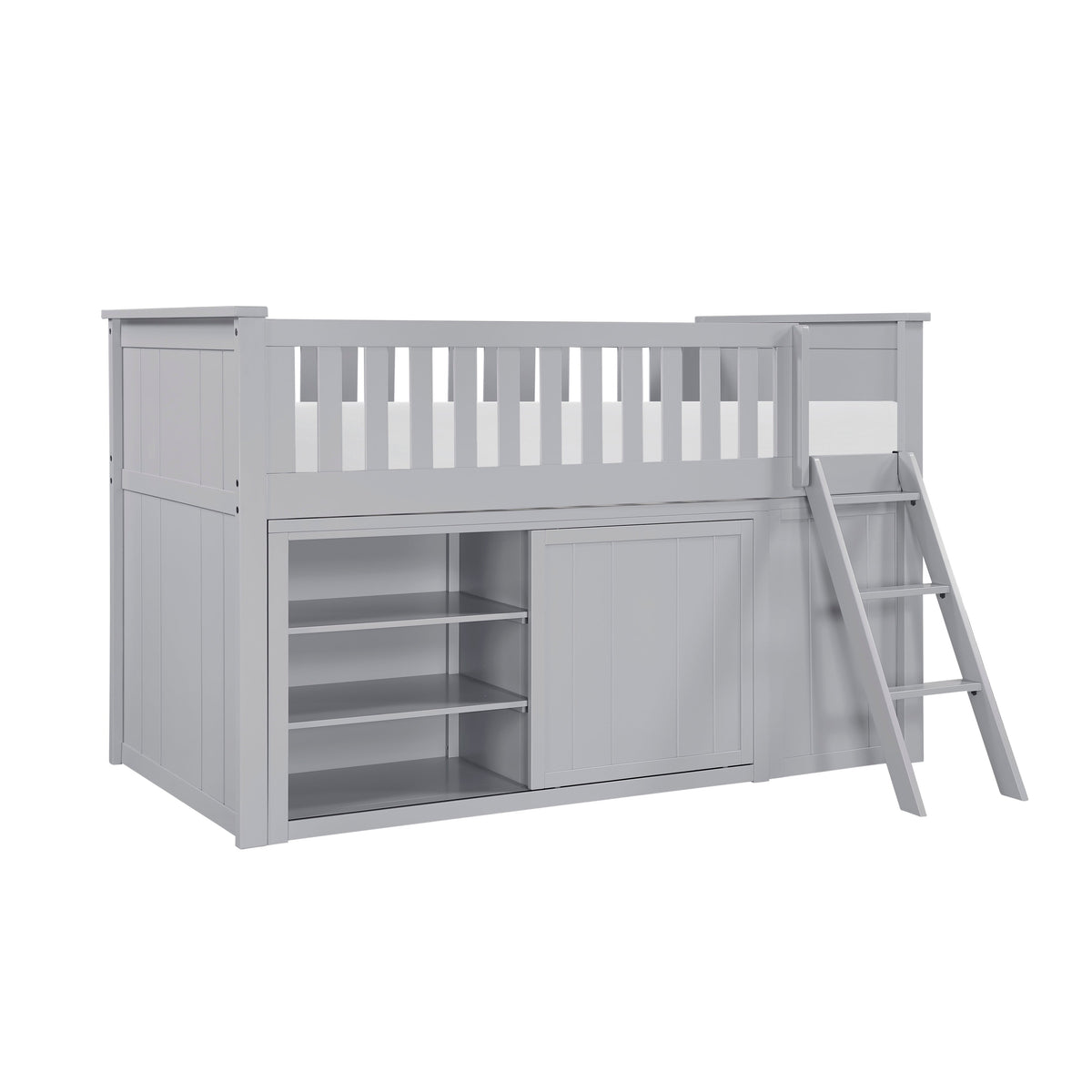 Orion Gray Low Loft Bunk with Bookcase and Dresser by Homelegance at Eve Furniture