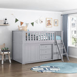 Orion Gray Low Loft Bunk with Bookcase and Dresser by Homelegance at Eve Furniture