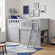 Orion Gray Low Loft Bunk with Bookcase and Dresser by Homelegance at Eve Furniture