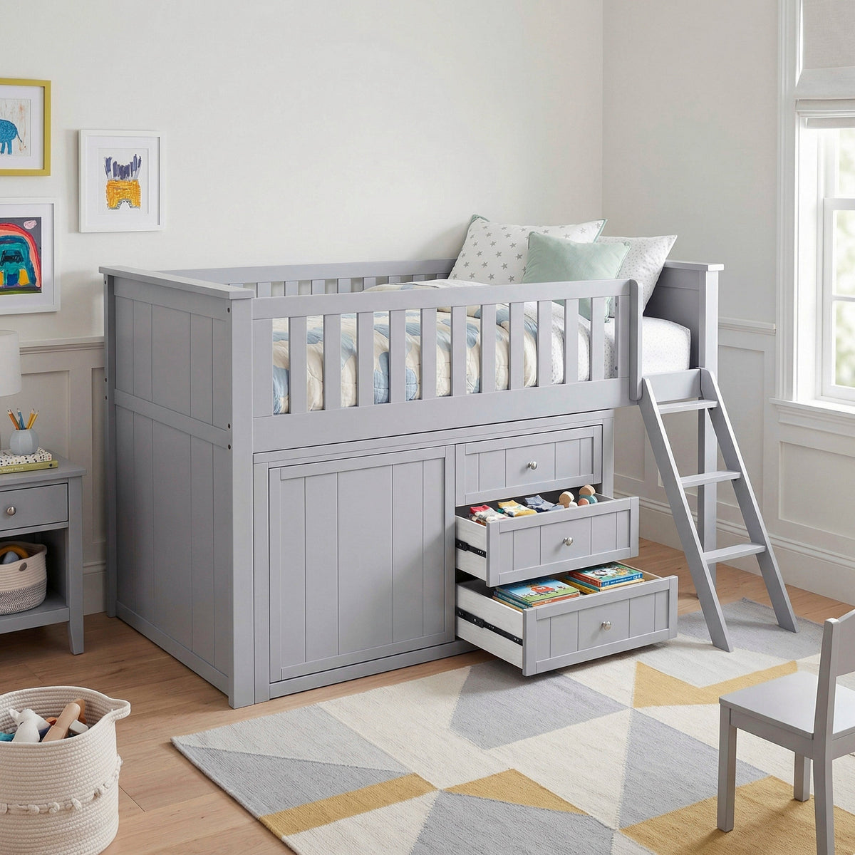 Orion Gray Low Loft Bunk with Dresser by Homelegance at Eve Furniture