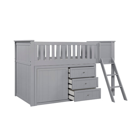 Orion Gray Low Loft Bunk with Dresser by Homelegance at Eve Furniture