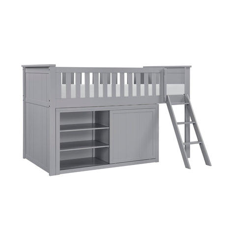 Orion Gray Low Loft Bunk with Dresser by Homelegance at Eve Furniture