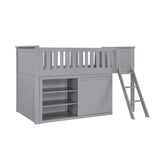 Orion Gray Low Loft Bunk with Dresser by Homelegance at Eve Furniture