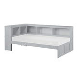 Orion Gray Twin Bookcase Corner Bed by Homelegance at Eve Furniture