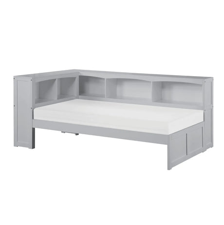 Orion Gray Twin Bookcase Corner Bed by Homelegance at Eve Furniture