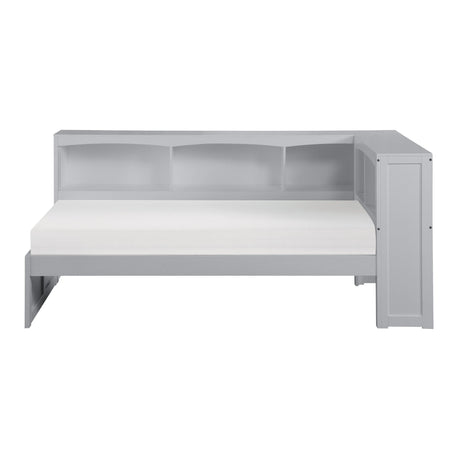 Orion Gray Twin Bookcase Corner Bed by Homelegance at Eve Furniture